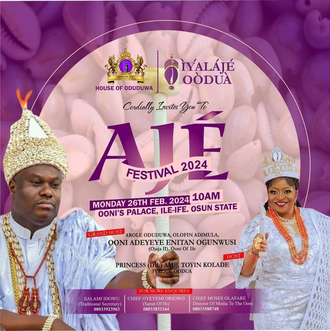 Ooni hosts Aje Festival 2024 in Ile-Ife on Monday